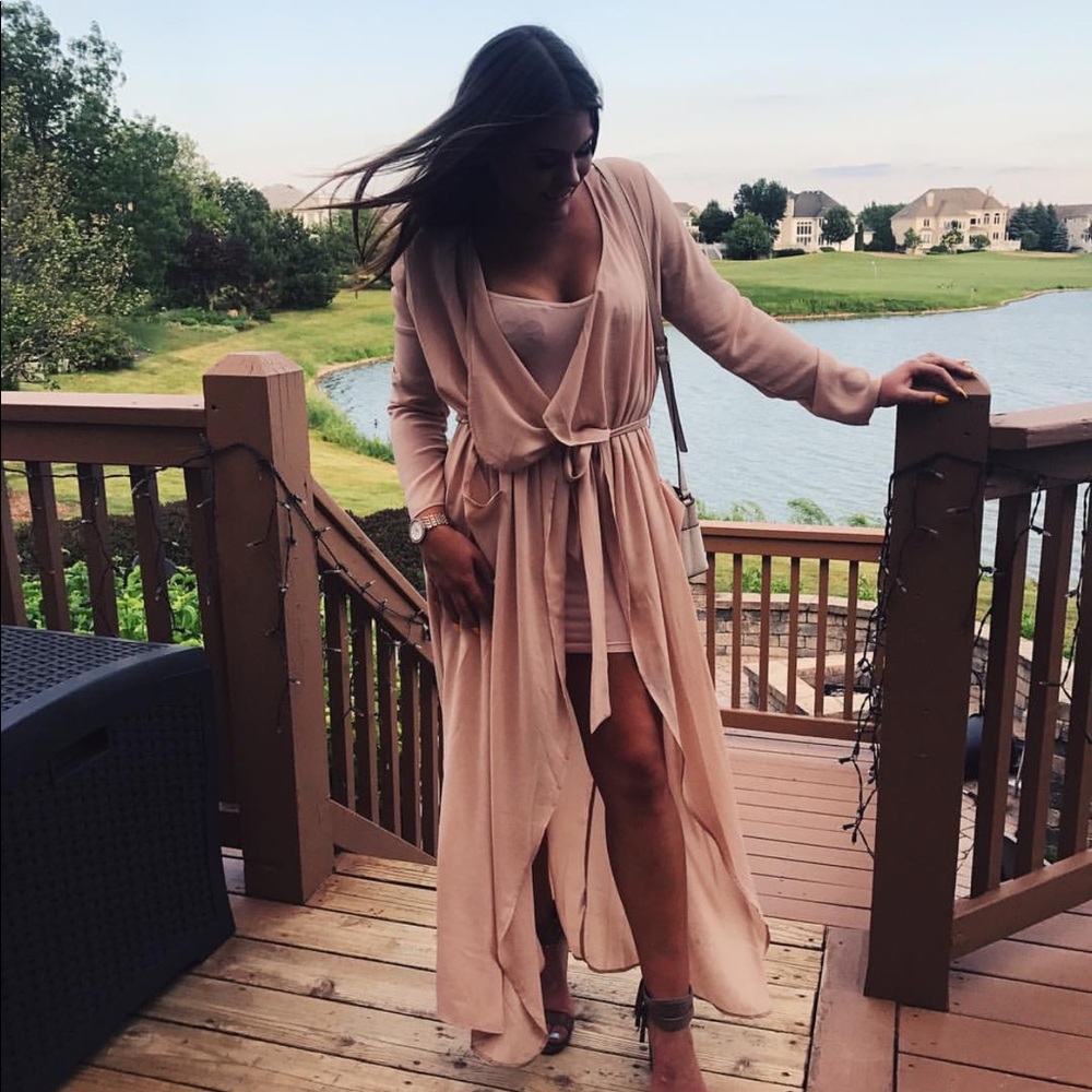 Long light pink cardigan